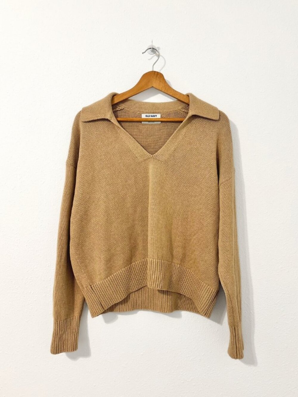 tan collared sweater